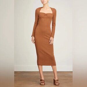 VICTOR GLEMAUD | Camel Portrait Collar Midi Dress Sz S